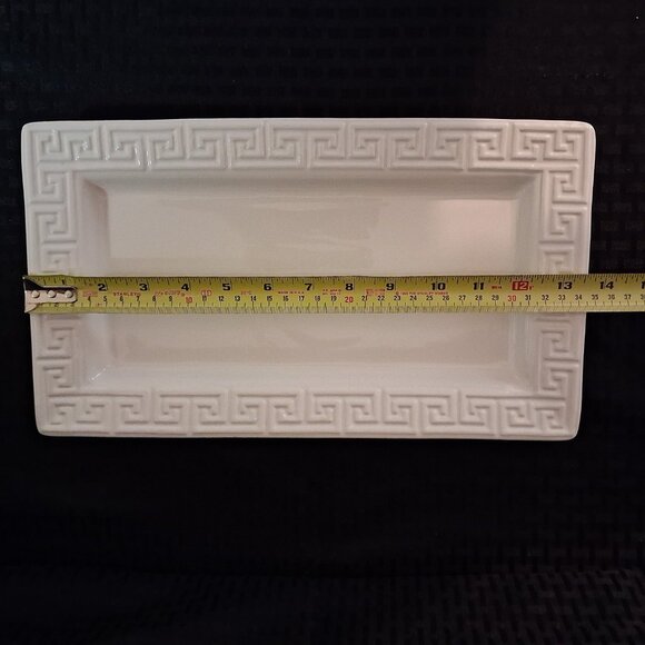 Jonathan Adler White Ceramic Greek Key Decorative Tray Happy Chic 12x6.5 - Picture 7 of 7